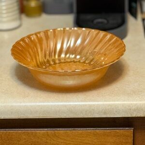 Vintage 1950's FIRE KING Peach Anchor Carnival Glass Lusterware 8” Bowl